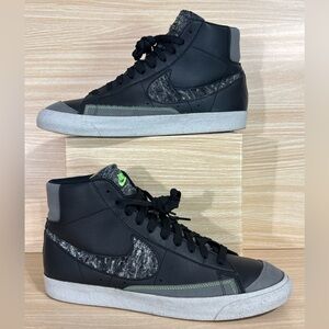 Nike Blazer Mid Men’s 12 Black Gray Volt Leather High Top Sneakers